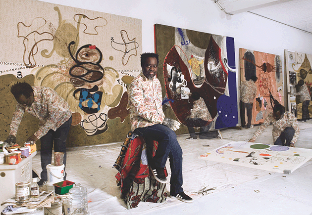 Ouattara Watts in his Brooklyn studio. Photo: Robert Lakow